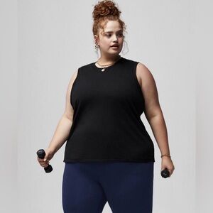 NWT Fabletics 100% Cotton Black Gym Tank Top / Sleeveless Shirt Size XXL